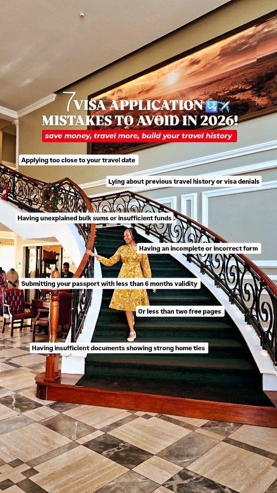 Is your passport ready for 2026? 📖✈️

Nothing kills the vacation mood like a visa denial. 🛑 I’m sharing the 7 most common mistakes people make - from lying about travel history to missing "home tie" documents.

Tell me in the comments: What’s the most stressful visa you’ve ever applied for? 😰👇🏾

If you want my detailed guide to building your travel history in 2026, comment "Travel Guide" and I'll share the link with you!

#VisaApplication #TravelCommunity #TravelMistakes #SmartTravel #VisaHelp