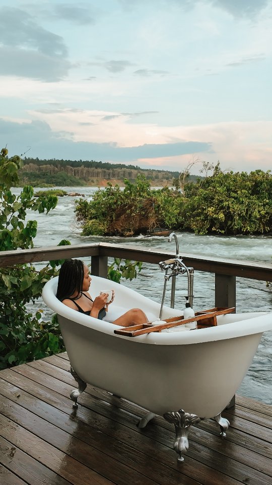 This hotel is set on a private island in the middle of the Nile River. 

🌤 It is a serene escape - where you are surrounded by the sounds of nature. Watching the sunrise over the Nile River and fierce rapids is something you have to witness for yourself. So if you visit Uganda, be sure to add this place to your itinerary! Day trippers welcome!

📍Lemala Wildwaters Lodge 🇺🇬